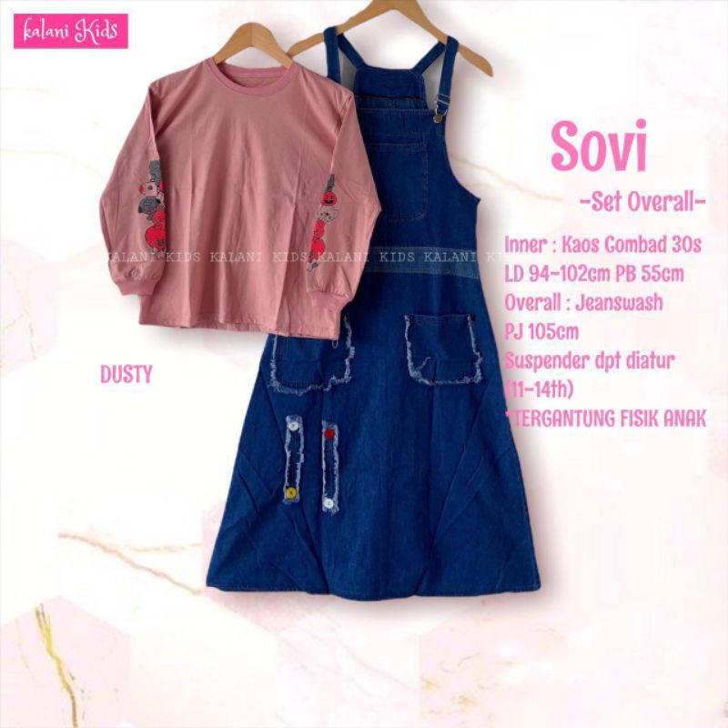 SET OVERALL JEANS ANAK-REMAJA UMUR 11-14 TAHUN SOVI GAMIS ANAK TANGGUNG
