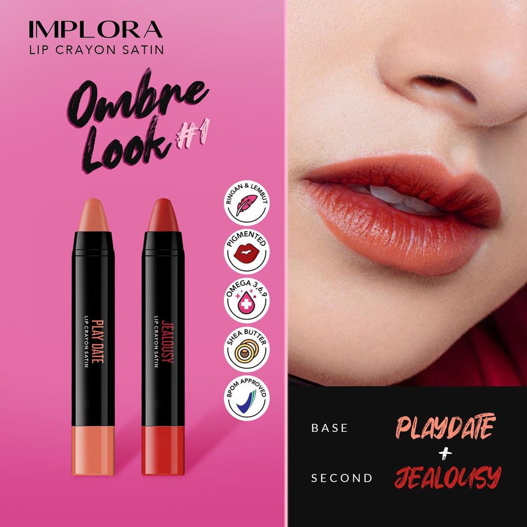 ❤ IMPLORA Lip Crayon Satin | Lipstick | Lip Cream | Lipcream | Lipcrayon BPOM  ❤