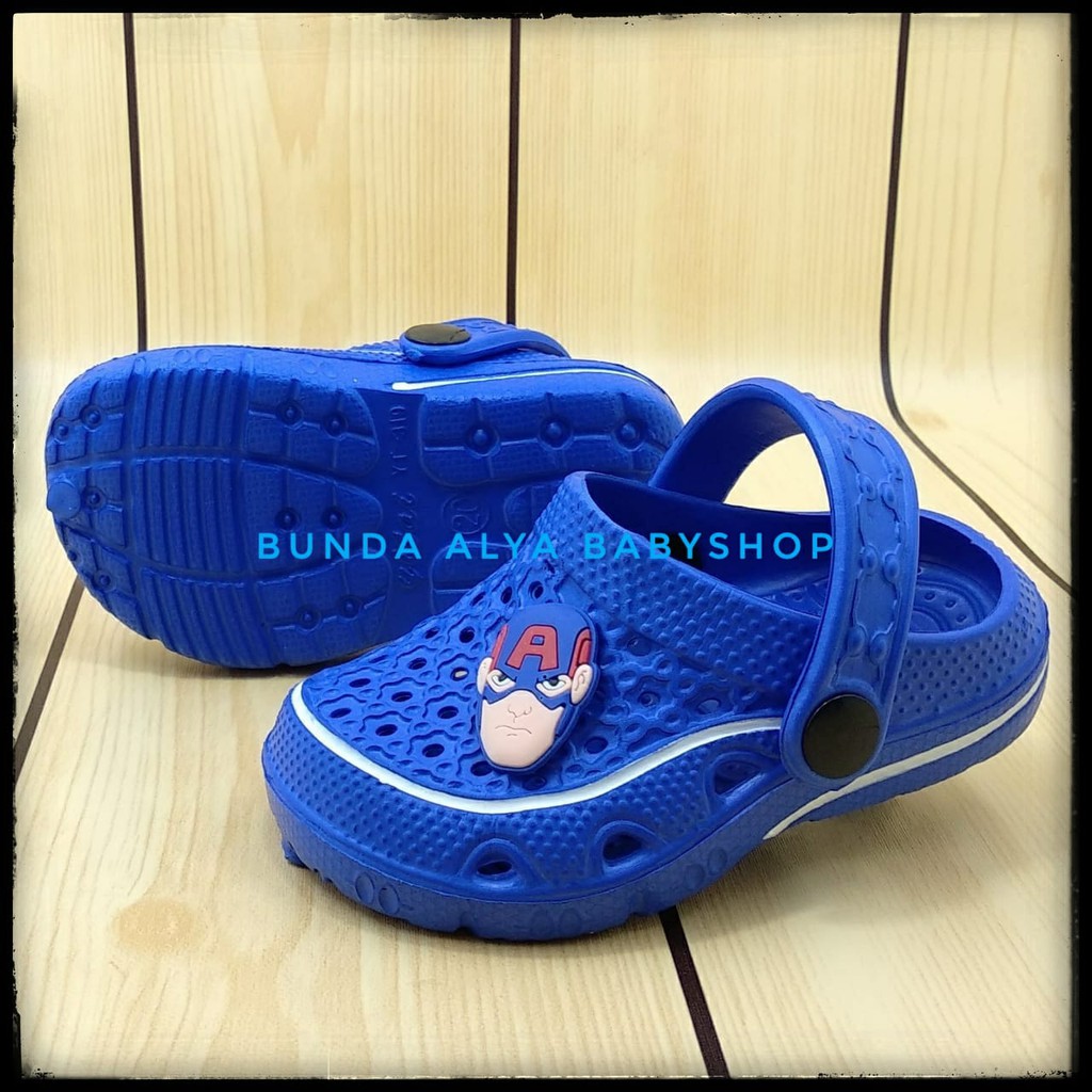 Sendal  Bayi Usia 6 - 12 Bulan Karet NAVY - Sepatu Sandal Anak Cowok Anti Licin Superhero Size 18 - 19