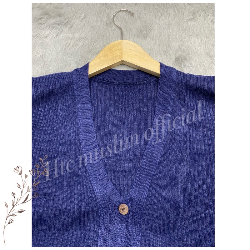 CARDIGAN RAJUT SALUR KANCING BATOK | Cardy Crop Rajut Wanita Oversize-K.BATOK NAVY