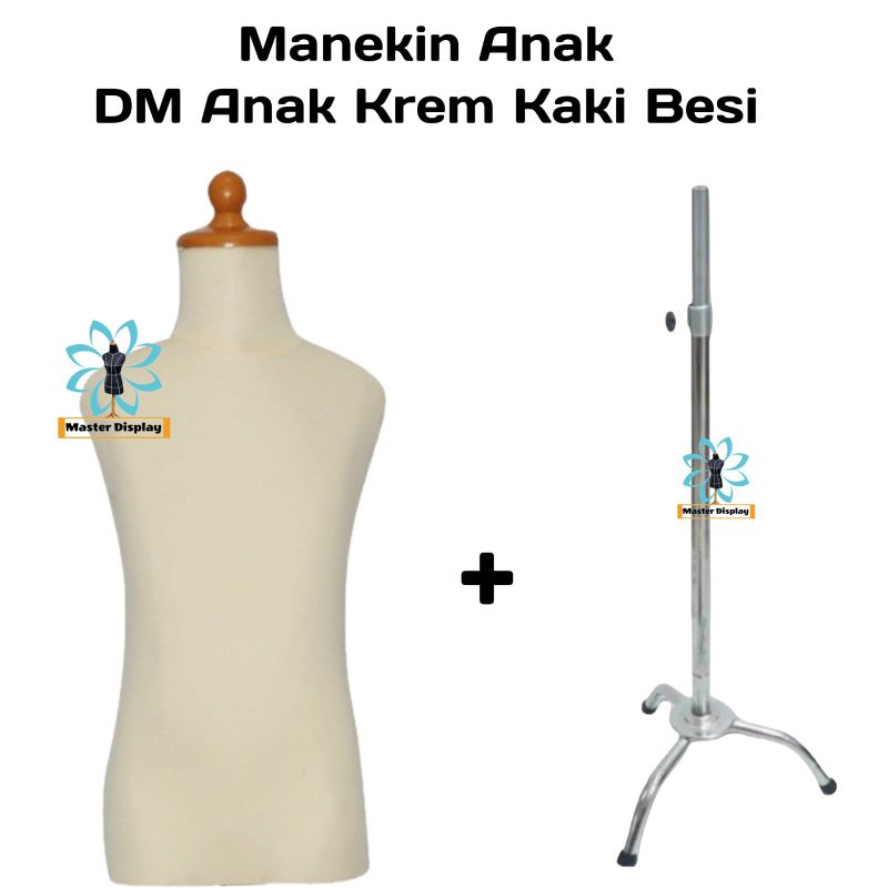 Manekin Dm Krem Anak Kaki Besi | Manekin Anak Lapis Kain + Kaki Besi