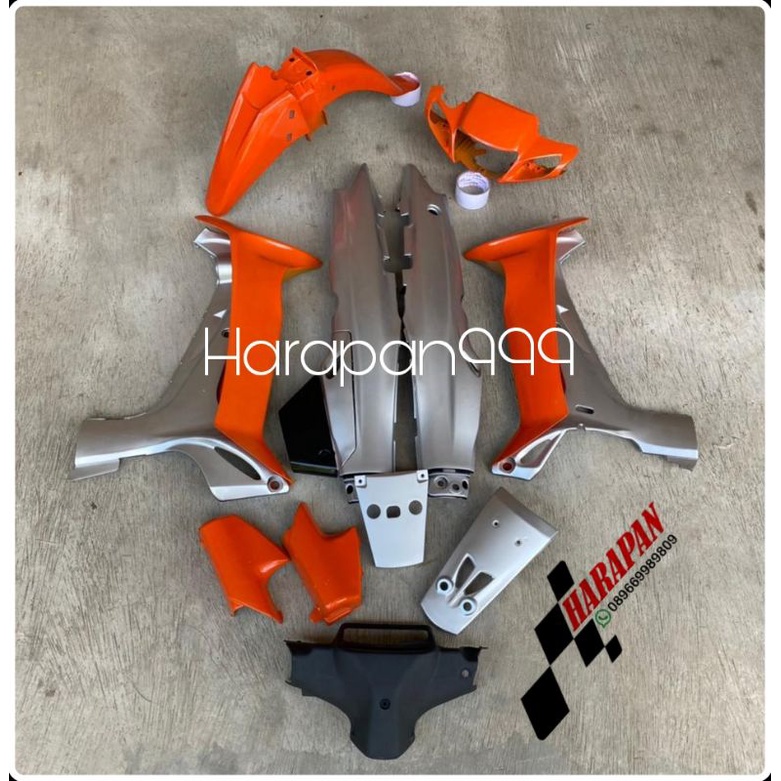 cover body halus fiz r fiz r Vega lama warna orange silver full set tanpa striping