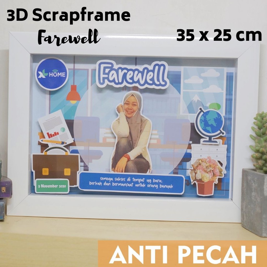 Frame Foto 3D Scrapframe Hadiah Farewell Unik Fiber ANTI PECAH
