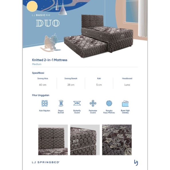 Lj Springbed Basic Knit Duo Sandaran Luna ( free bantal)
