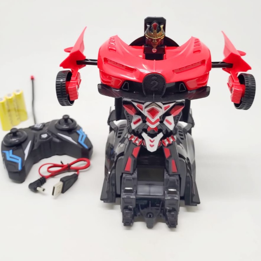 RC TRANSFORMER 1: 18 MOBIL REMOT JADI ROBOT BATERAI CHARGE dan CHARGER