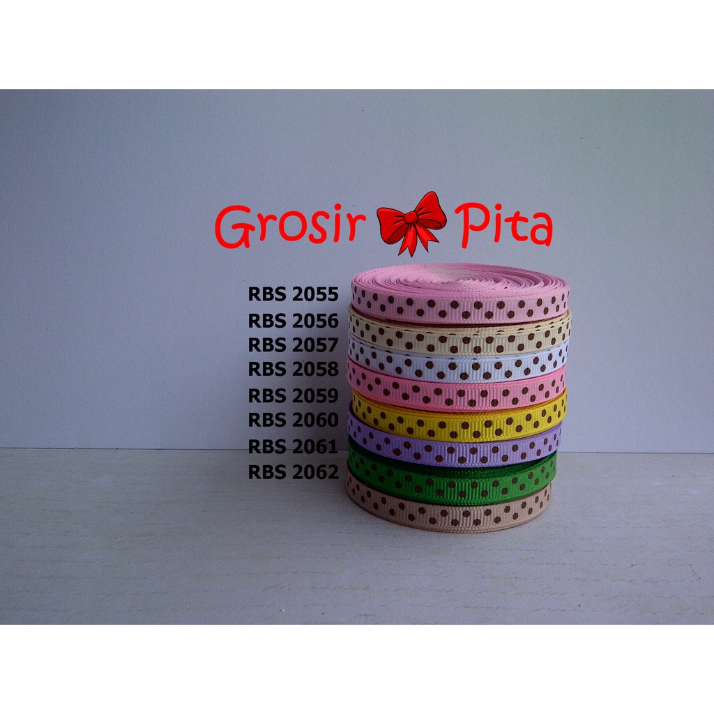 

(25 yard) Pita Grosgrain Motif Polkadot RBS 2055,2056,2057,2058,2059,2060,2061,2062 | Toko Bahan Craft | Grosir Pita