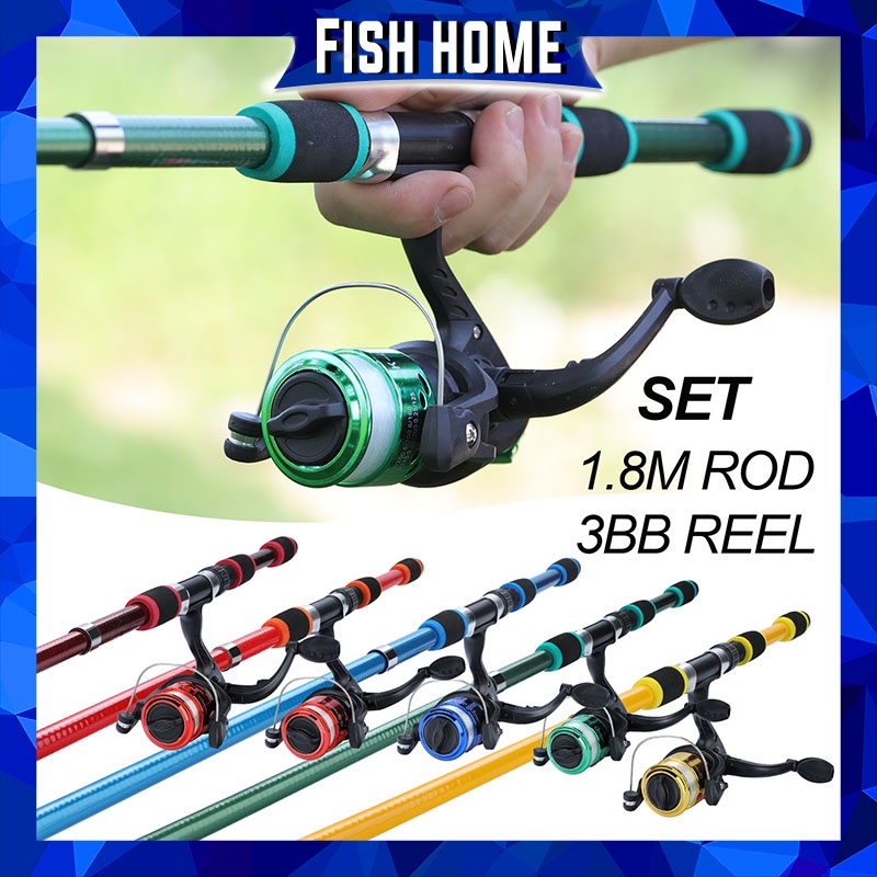 Spinning Rod Dengan ABS Reel Seat Dan 3 BB Tinggi Gear Ratio 5.5: 1 Spinning Reel Set Untuk Tangan Kiri/Kanan Untuk Freashwater