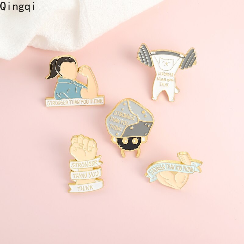 Bros Pin Enamel Desain Kartun Kutipan Stronger Than You Think Untuk Hadiah Teman