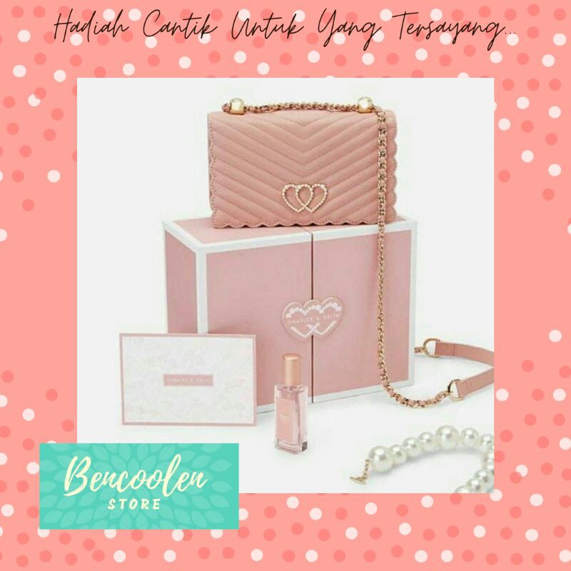Tas Selempang/Shoulder/Hand Bag Wanita CK Gift Set Parfume Box Pink