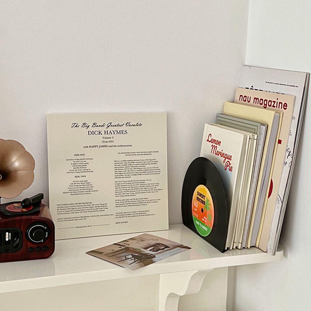 Mxbeauty Vinyl Bookends CD Kreatif LP Berbentuk Non Slip Dekoratif Vintage Book Support