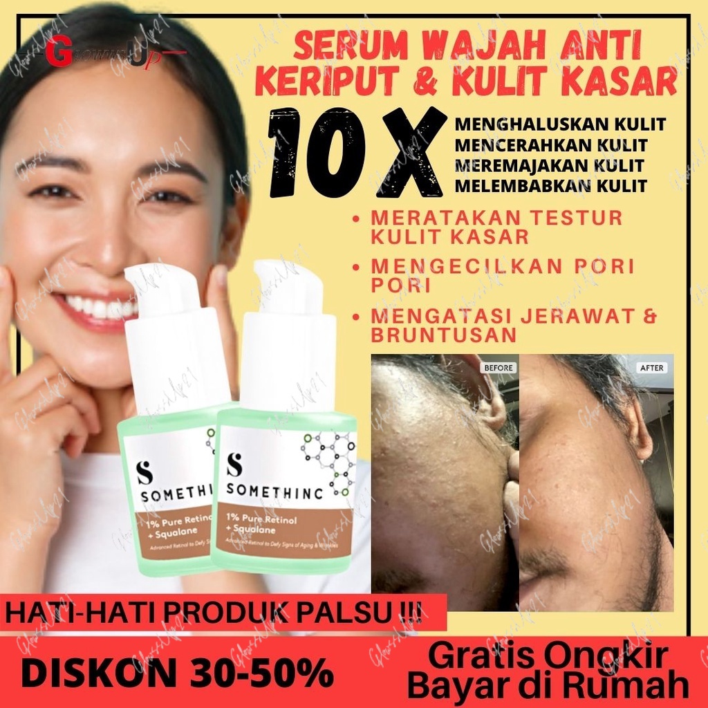 RETINOL SERUM SOMETHINC 1% PENGHILIANG KERUTAN WAJAH PURE RETINOL + SQUALANE PERAWATAN WAJAH