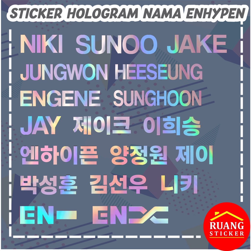 LANGSUNG JADI STIKER HOLOGRAM ENHYPEN NAMA MEMBER LIGHTSTICK DECAL STICKER