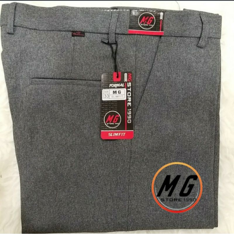 CELANA BAHAN KERJA MG STORE FORMAL SLIM FIT JUMBO BIG SIZE BESAR PRIA LAKI LAKI HITAM