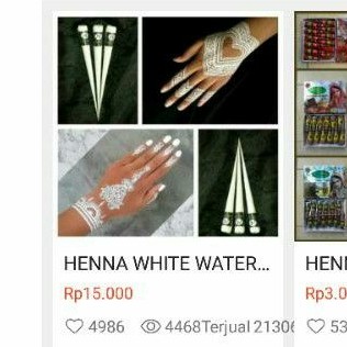 HENNA WHITE WATERPROOF PUTIH BODY PAINTING  ECER