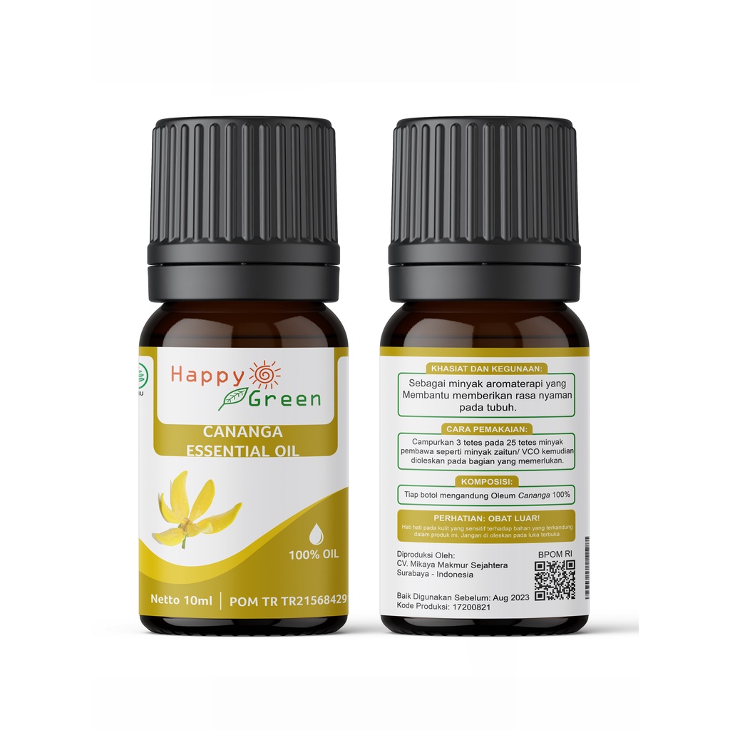 BPOM Happy Green Cananga Essential Oil - Minyak Atsiri Bunga Kenanga -100% Pure &amp; Natural Garansi Uang Kembali