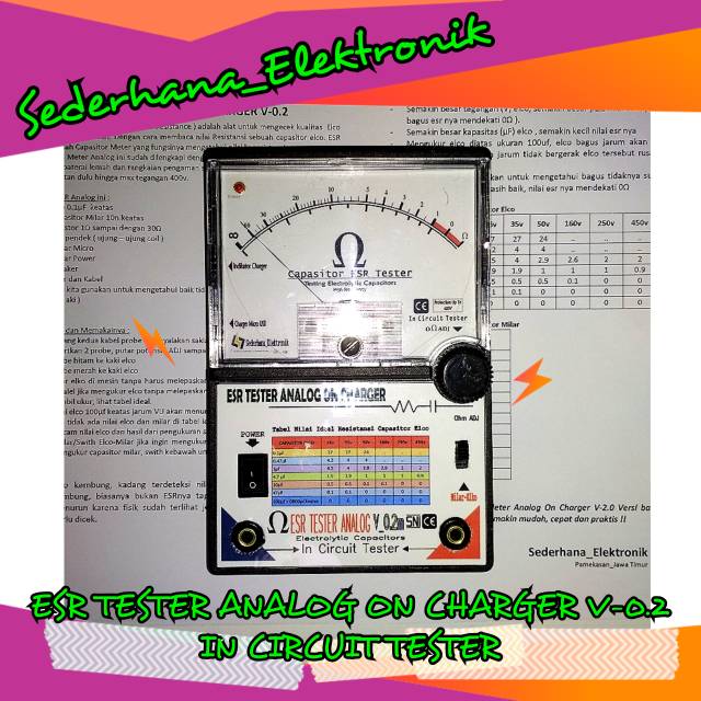 ESR ANALOG METER - IN CIRCUIT TESTER - ON CHARGER