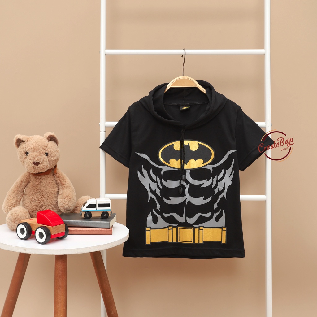 KAOS ATASAN HOODIE ANAK BATMAN HITAM BAJU ATASAN ANAK 1-7 TAHUN