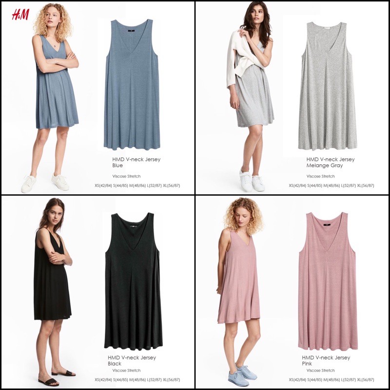 h&m v neck jersey dress