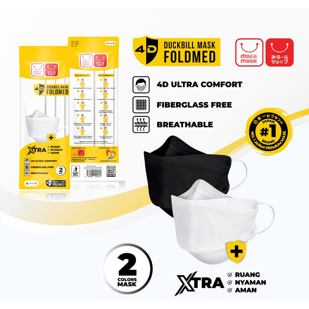 4D MIU MASK / Masker DUCKBILL FOLDMED  / 3 Ply / 4 Pcs