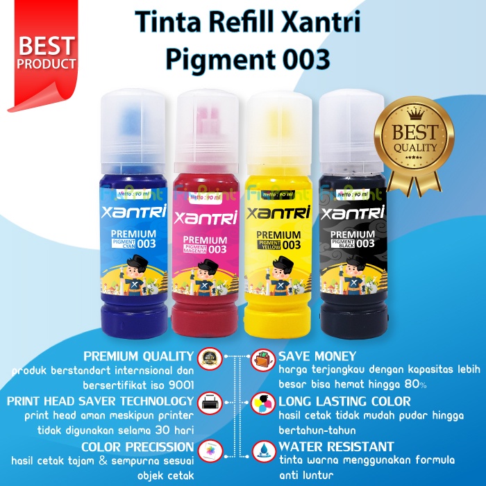Tinta Pigment Epson 001 003 Pigmen Ink Printer L1110 L3110 L3150 L4150 L4160 L5190 L6160 L6190