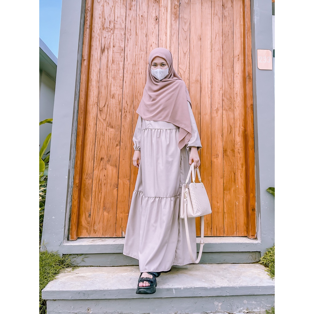 Duha Dress (Dress Tumpuk Ruffle Lengan Balon) BUMIL BUSUI FRIENDLY