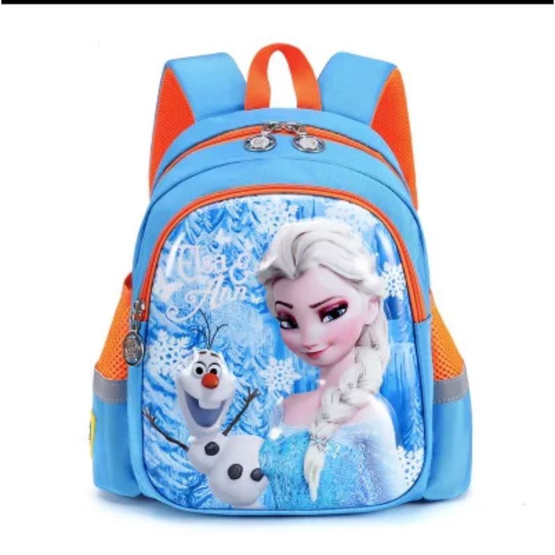 Mochillastore -Tas Sekolah TK Kartun Elsa Tas Bahu Perempuan Laki-laki Bayi Anak-anak Ransel Anak Beku Tas Sekolah Ransel Printing Unique Termurah