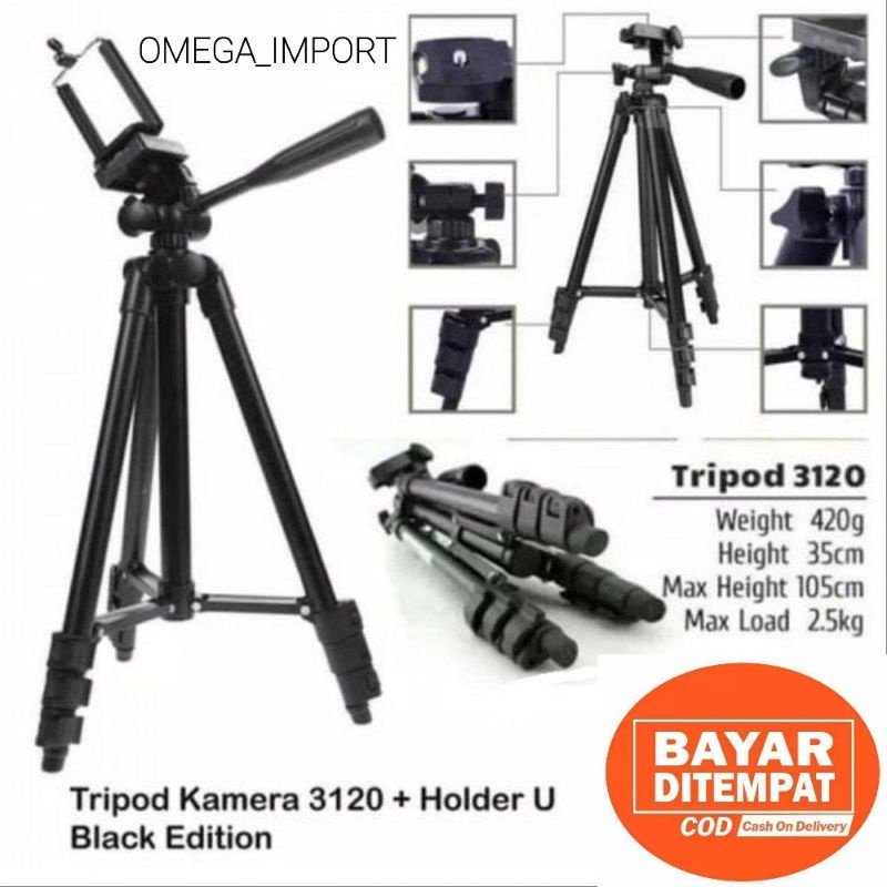 (OM) TRIPOD 3120 BLACK HP DAN CAMERA FREE HOLDER U