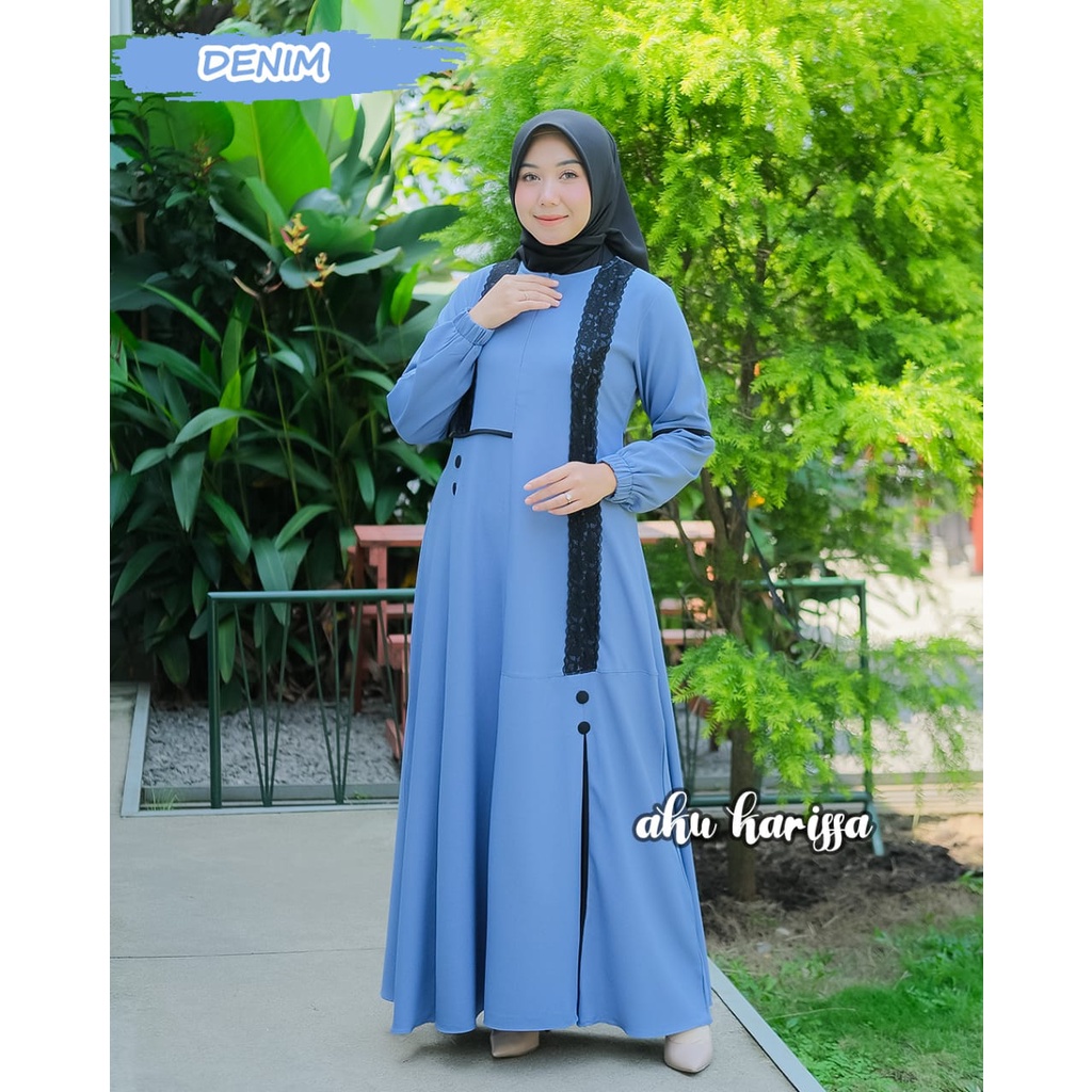 Shanza YUFA aku karissa renda dress itycrepe gamis wanita kekinian original