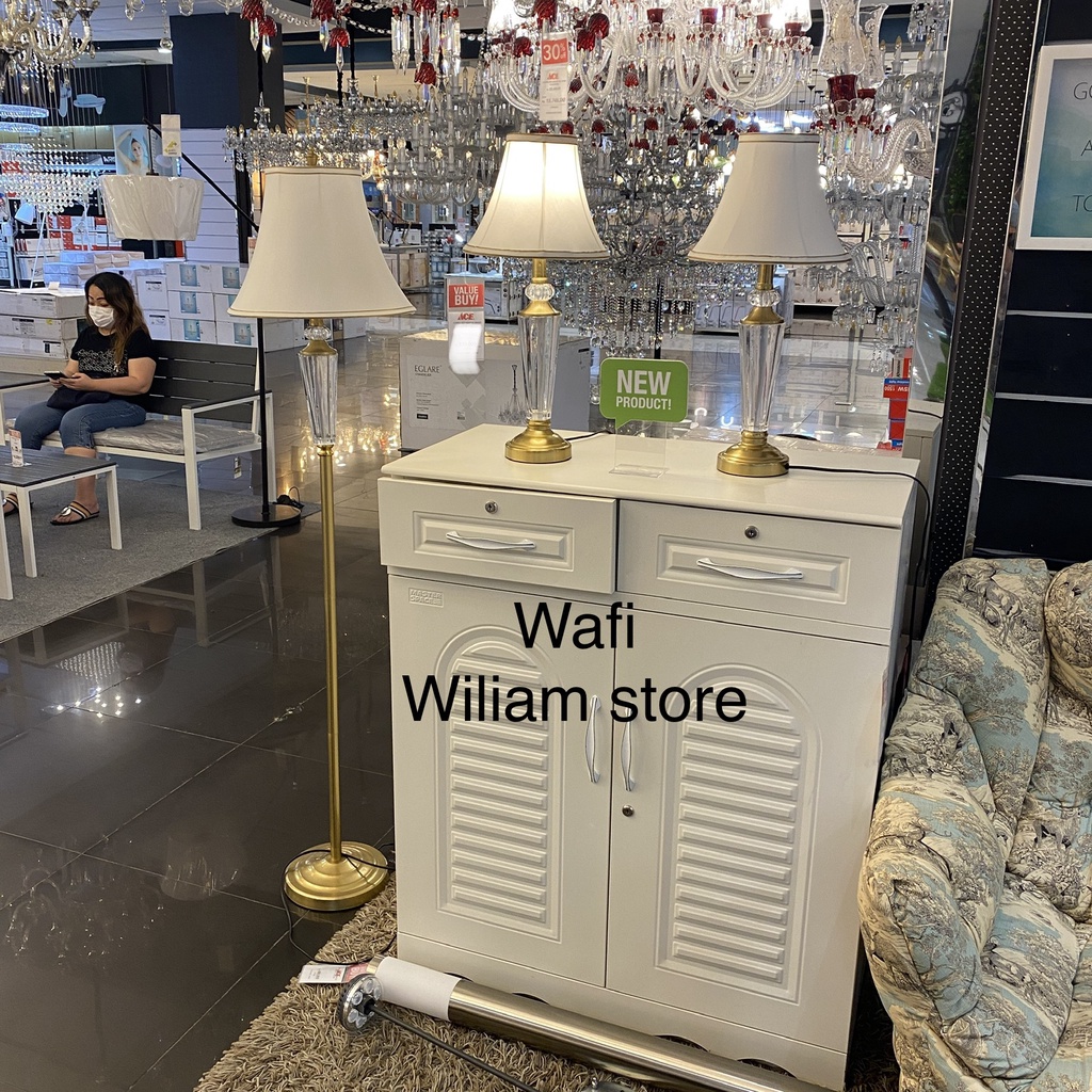 Eglare Set 3 Pcs Lampu Meja & Lantai hias vintage Harper Brass