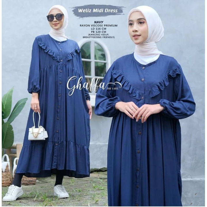 [TERBARU] BISA COD WELIZ MIDI DRESS DRESS RAYON JUMBO  FIT TO XL PREMIUM DRESS MUSLIM DEWASA MODERN