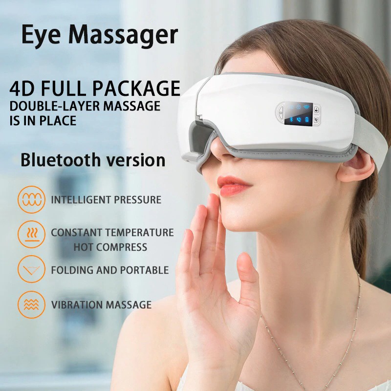 Alat Pijat Kompres Mata Smart Airbag Vibration Eye Massager Bluetooth Music - JB-018 - White