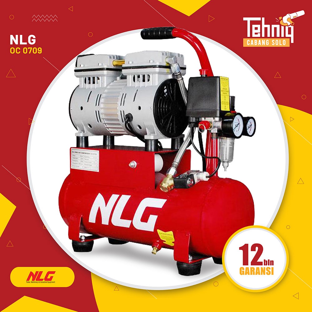 Kompresor Angin Listrik NLG OC-0709 Oil Less Compressor 3/4 HP