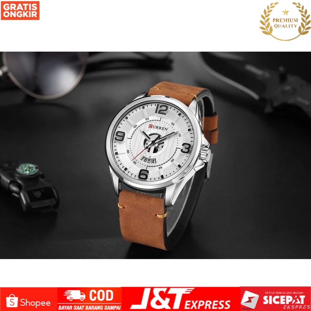 JAM TANGAN PRIA ANALOG TALI KULIT CHRONOGRAPH AKTIF JAM TANGAN CURRENT MK8305RR ORIGINAL-GROSIR 99 J