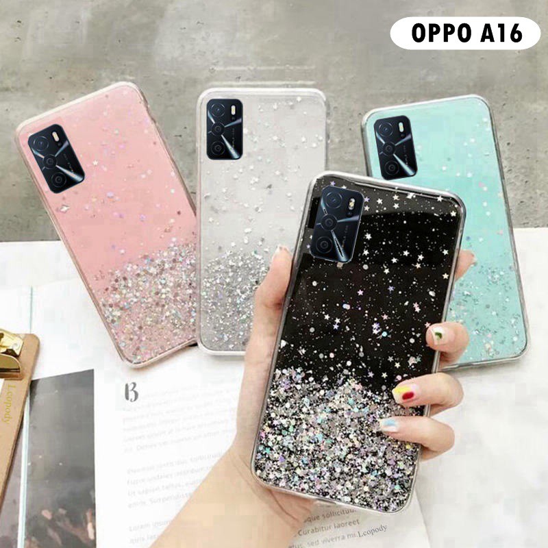 Case Oppo A16 Reno 7 5G Soft Case Tpu Motif Bling Glitter Tali Lanyard Premium Casing Cover Handphon