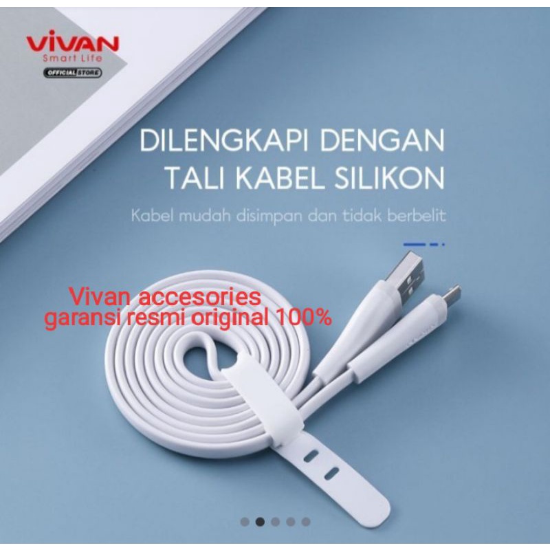 VIVAN SM200S 2A-200CM Micro Quick Charge SR Extended Protection Flat Design Data Cable WHITE