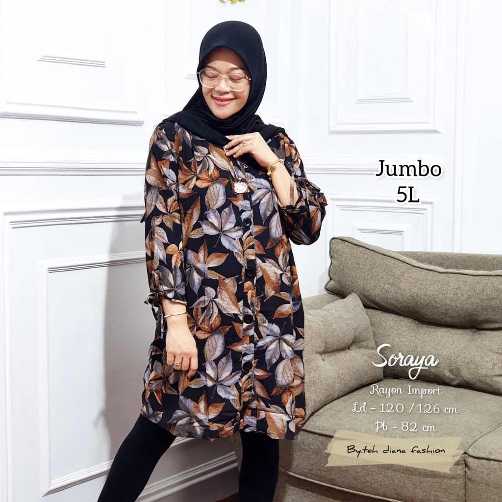 Baju Atasan Wanita Jumbo / Blouse Wanita Jumbo / Atasan Wanita Jumbo Model Soraya Viscose LD 124-6