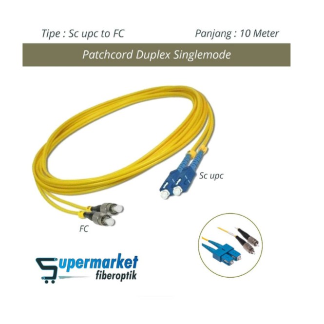 Kabel Patch Cord Patchcord SC-UPC to FC Duplex SM 10 Meter