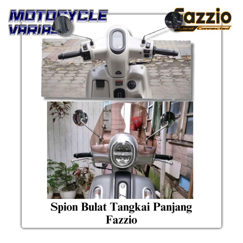 Spion Grand Filano Model Bulat Tangkai Panjang Spion Yamaha Fazzio Filano Fino Full Chrome FAZZIO (COD)