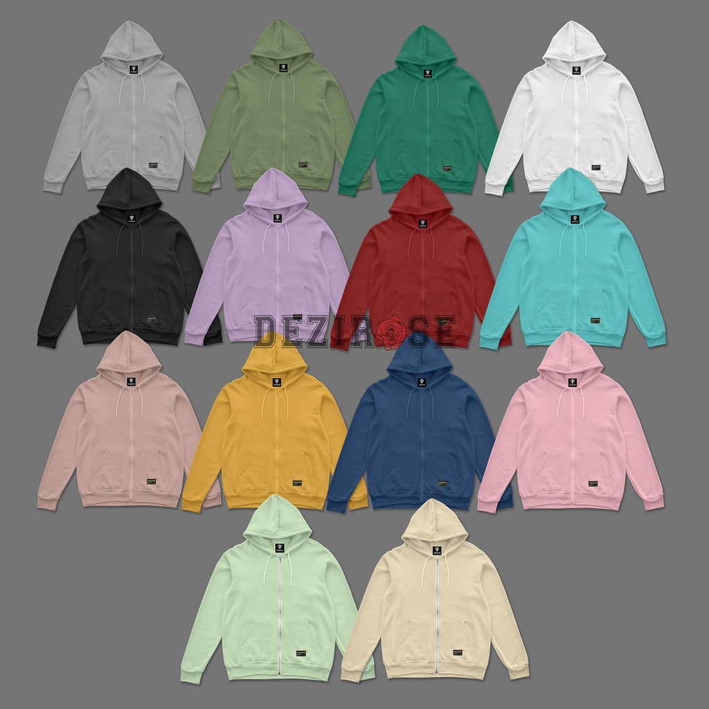 Jaket Hoodie Zipper Polos Pria &amp; Wanita Premium Quality Fleece Tebal Size M-XXL