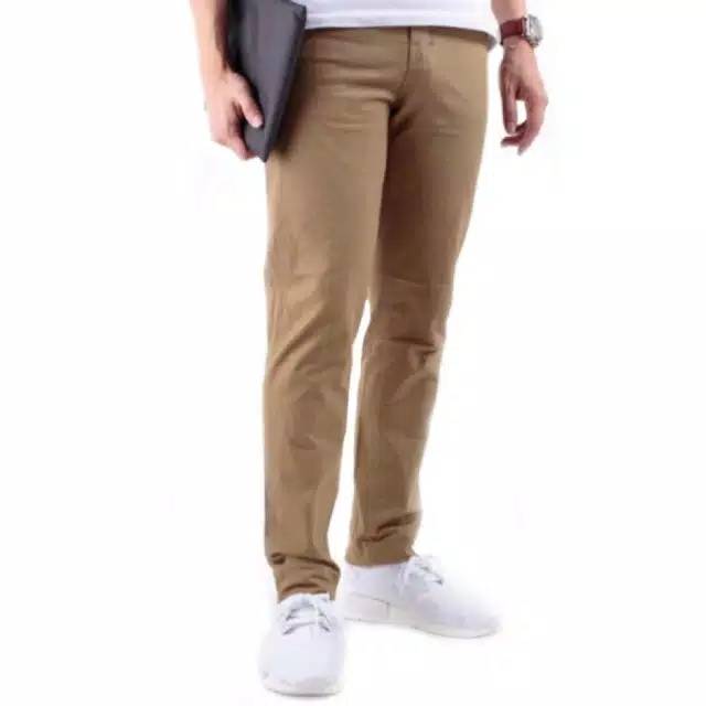 CelanaPanjang Skinny Chino Pria Formal Casual Slimfit Stylish Cream Mocca Hitam Abu-abu Coklat cino