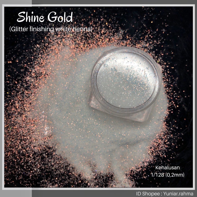 100gr SHINE GLITTER [kehalusan 1/256 &amp; 1/128] glitter white finishing white henna