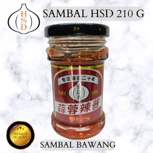 SAMBAL HSD 210 G RASA BAWANG PUTIH CABAI POTONG DAN BAWANG PUTIH BACEM