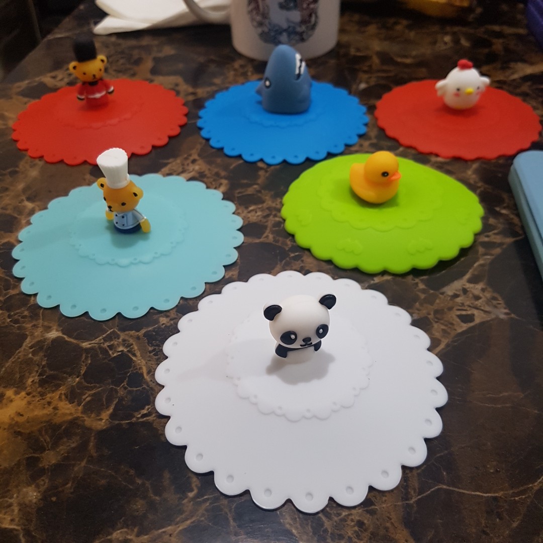 Tutup Gelas Cangkir Silicone Cute Animal Cantik Souvenir Mug Lid