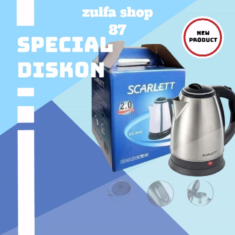 | teko listrik elektrik stainless steel 2 liter watt kecil | pemanas air stainless steel |