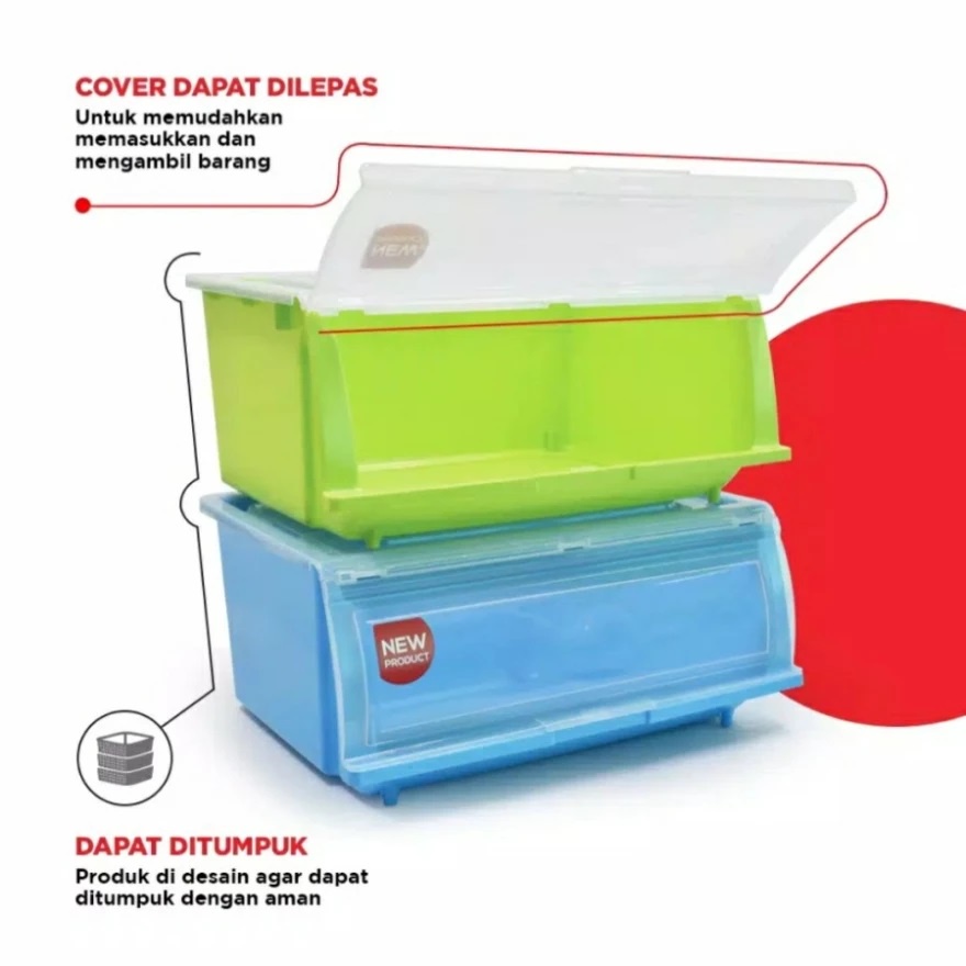 MASPION Stacko Box With Lid 33L B CC019 kotak serbaguna / storage box