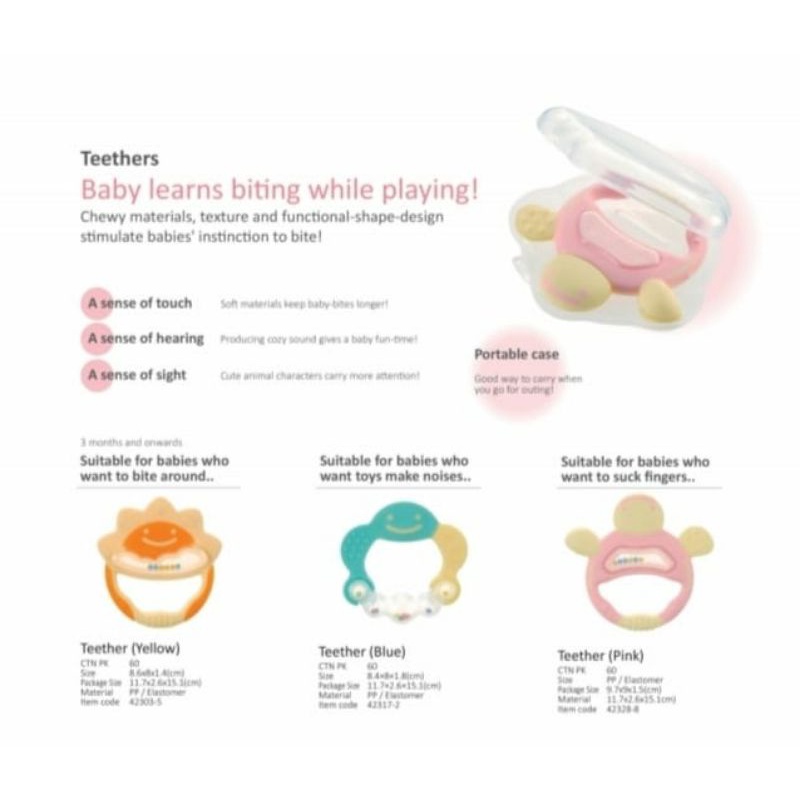 RICHELL Teether with Case | Mainan Gigitan Bayi | Teething Toys | Rattle Teether Richell dengan Casing