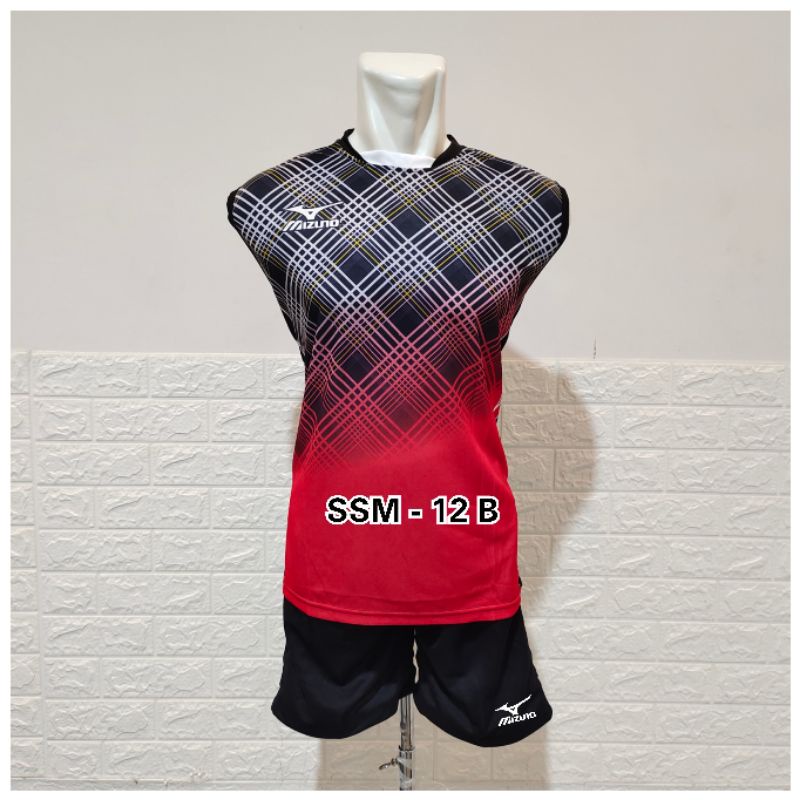 Kaos olahraga voli singlet printing baju dan celana voli Mizun printing pria