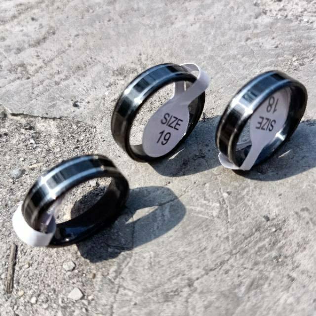 Cincin couple Hitam Titanium Stainless steel 2list dalam anti karat selamanya Fashion Ring