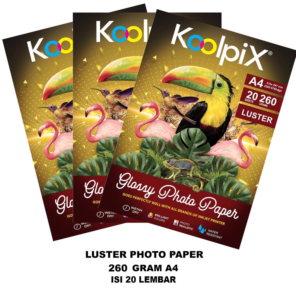 RC Luster Paper merk KOOLPIX 260 Grams Isi 20 Lembar A4