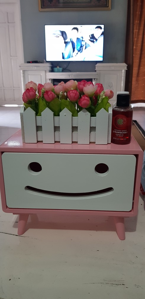 Vas Pagar Kayu Dan Bunga Mawar Lotus Artificial Shabby  Home Decoration